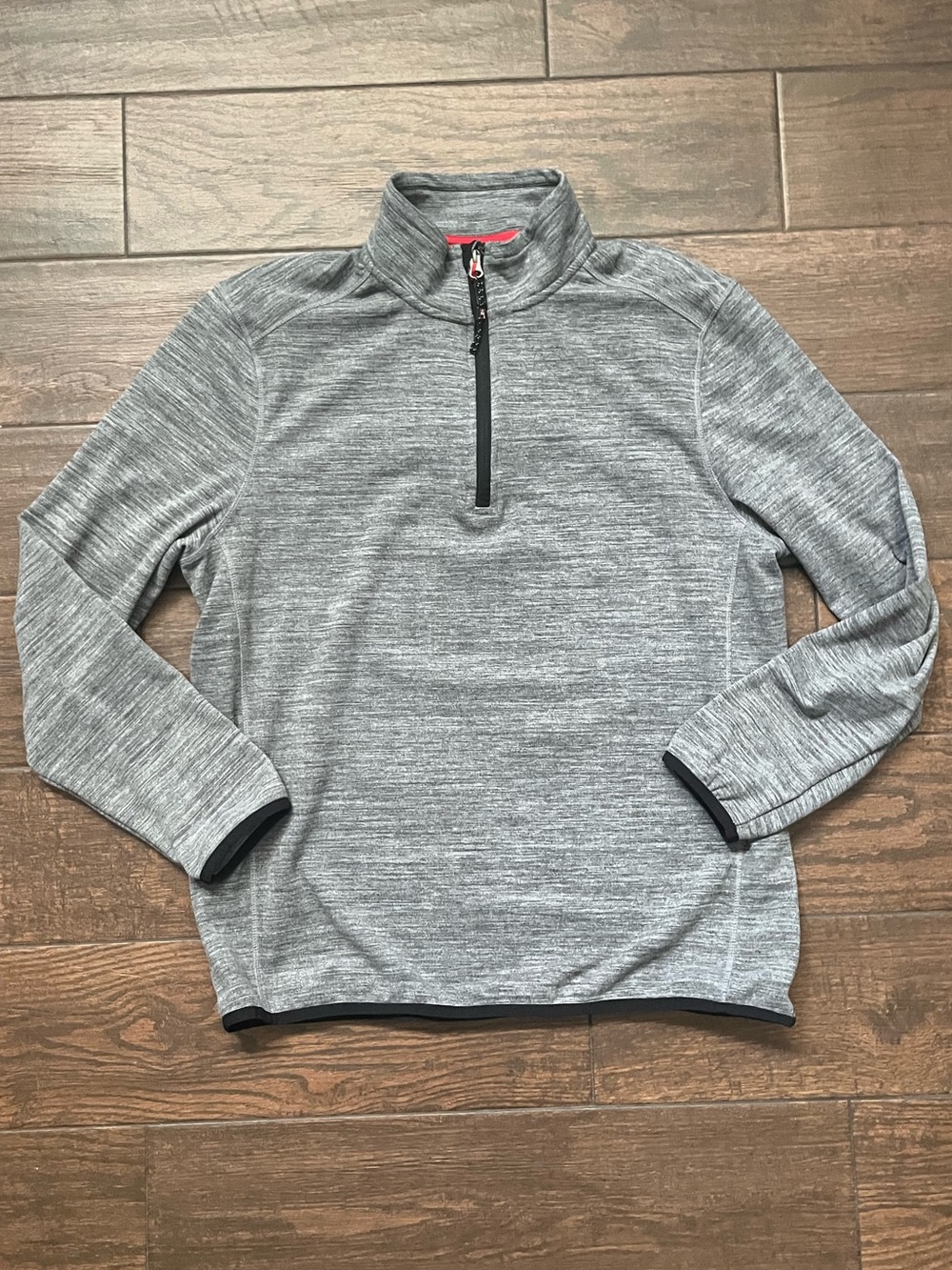 Avalanche Gray Quarter-Zip Top with Red Trim